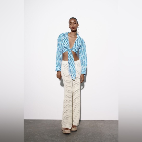 New Zara Striped Linen Shirt - Small - Picture 2 of 4